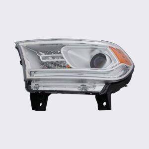 HEADLIGHTS for DODGE DURANGO 2014-2020 DRIVER SIDE, HALOGEN w/o LED DAY RUNNING LIGHT, CHROME TRIM, CH2502256