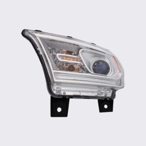 HEADLIGHTS for DODGE DURANGO 2014-2020 DRIVER SIDE, HALOGEN w/o LED DAY RUNNING LIGHT, CHROME TRIM, CH2502256