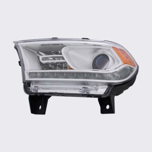 HEADLIGHTS for DODGE DURANGO 2014-2020 DRIVER SIDE, HALOGEN w/LED DAY RUNNING LIGHT, CHROME TRIM, CH2502257