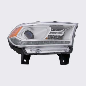 HEADLIGHTS for DODGE DURANGO 2014-2020 PASSENGER SIDE, HALOGEN w/LED DAY RUNNING LIGHT, CHROME TRIM, CH2503257