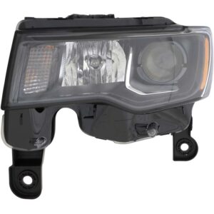 HEADLIGHTS for JEEP GRAND CHEROKEE 2017-2022 DRIVER SIDE, HALOGEN, BLACK TRIM, CH2502309