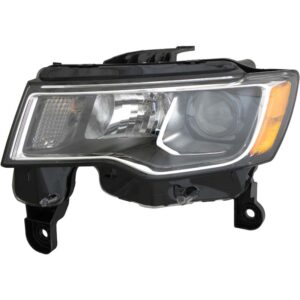 HEADLIGHTS for JEEP CHEROKEE 2017-2021 DRIVER SIDE, HALOGEN, CHROME TRIM, CH2502297