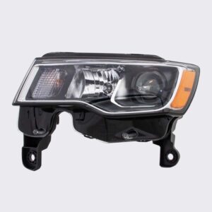 HEADLIGHTS for JEEP GRAND CHEROKEE 2017-2021 DRIVER SIDE, HALOGEN, CHROME TRIM, CH2502297C, CAPA, EE