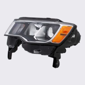 HEADLIGHTS for JEEP GRAND CHEROKEE 2017-2021 DRIVER SIDE, HALOGEN, CHROME TRIM, CH2502297C, CAPA, EE