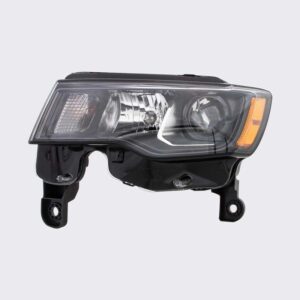 HEADLIGHTS for JEEP GRAND CHEROKEE 2017-2022 DRIVER SIDE, HALOGEN, BLACK TRIM, CH2502309C, CAPA, EE