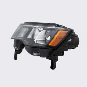 HEADLIGHTS for JEEP GRAND CHEROKEE 2017-2022 DRIVER SIDE, HALOGEN, BLACK TRIM, CH2502309C, CAPA, EE