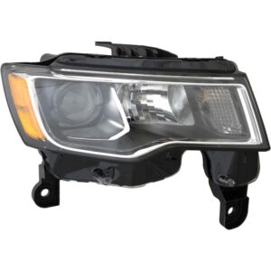 HEADLIGHTS for JEEP CHEROKEE 2017-2021 PASSENGER SIDE, HALOGEN, CHROME TRIM, CH2503297