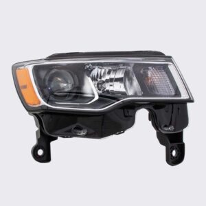HEADLIGHTS for JEEP GRAND CHEROKEE 2017-2021 PASSENGER SIDE, HALOGEN, CHROME TRIM, CH2503297C, CAPA, EE