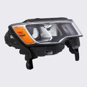 HEADLIGHTS for JEEP GRAND CHEROKEE 2017-2021 PASSENGER SIDE, HALOGEN, CHROME TRIM, CH2503297C, CAPA, EE