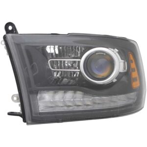 HEADLIGHTS for RAM FULL SIZE PICKUP 2013-2018, DRIVER SIDE, CH2502245, BLK INTERIOR w/o QUAD LAMPS, for w/FACTORY PROJECTOR TYPE, INC. 19-20 Ram